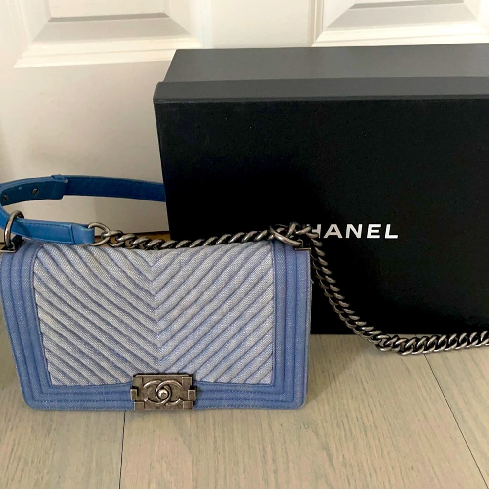 Chanel Denim Boy Bag medium chevron